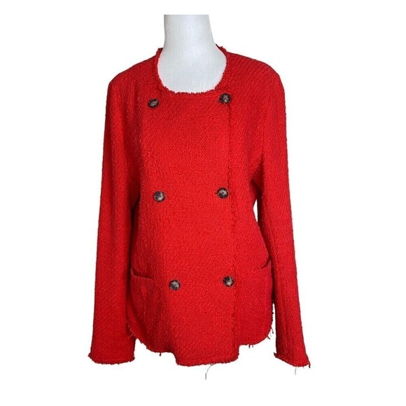 Set Urban Deluxe Blazer Jacket Womens Size 12 Red Made in Europe Pockets - Picture 1 of 13